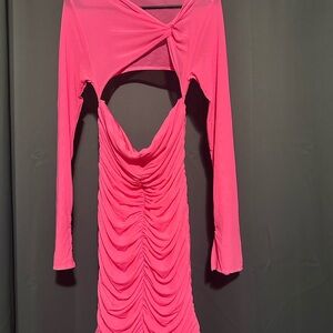 Elegant Pink Ruched Dress